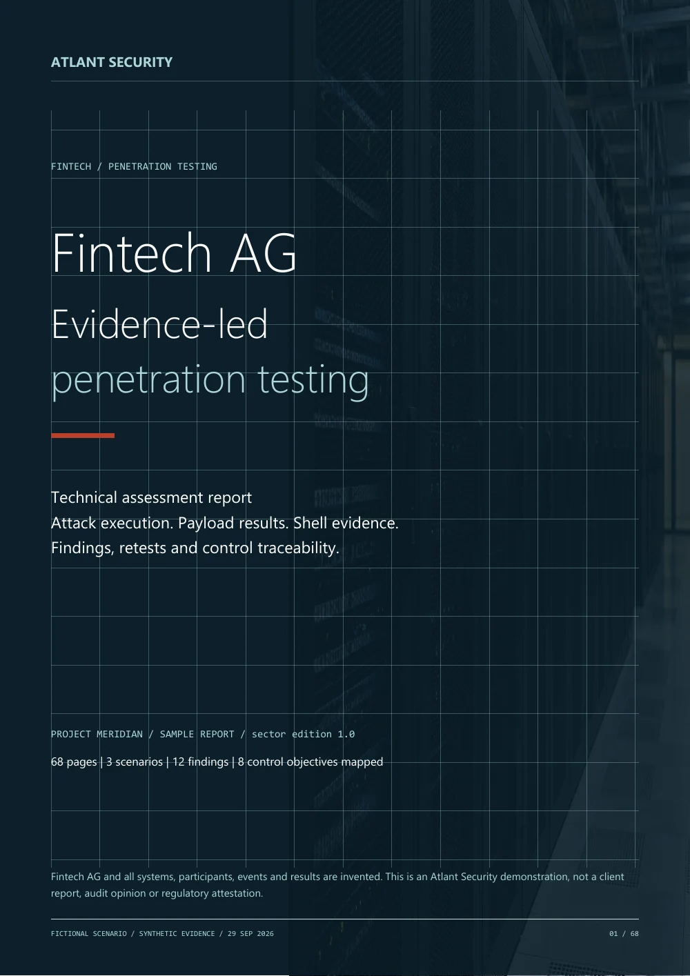 The complete case study — page 1 of the fictional Fintech AG report. Text summary follows.